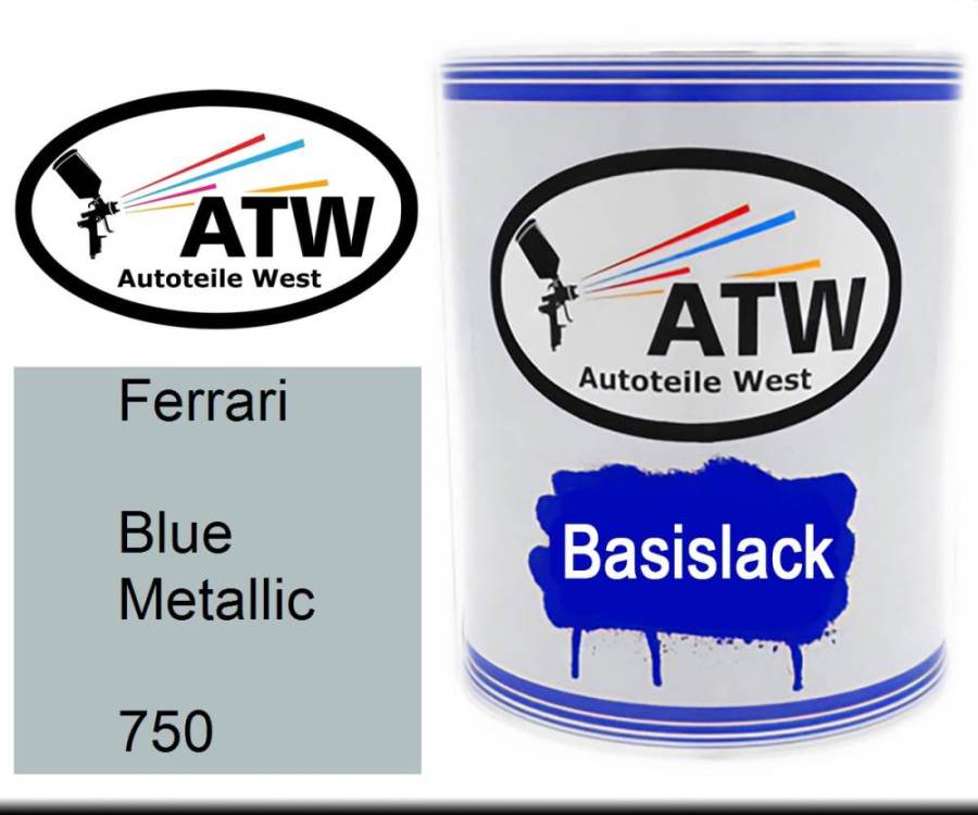 Ferrari, Blue Metallic, 750: 1L Lackdose, von ATW Autoteile West.